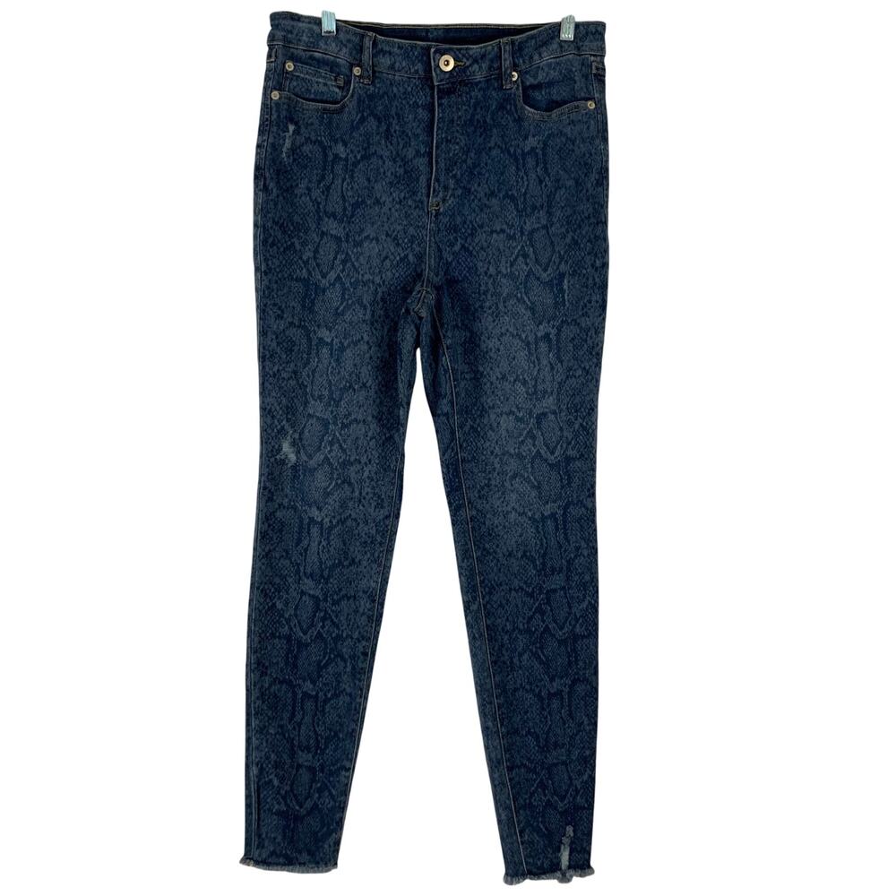 INC Denim Women's High Rise Skinny Animal Print Jeans Size 12